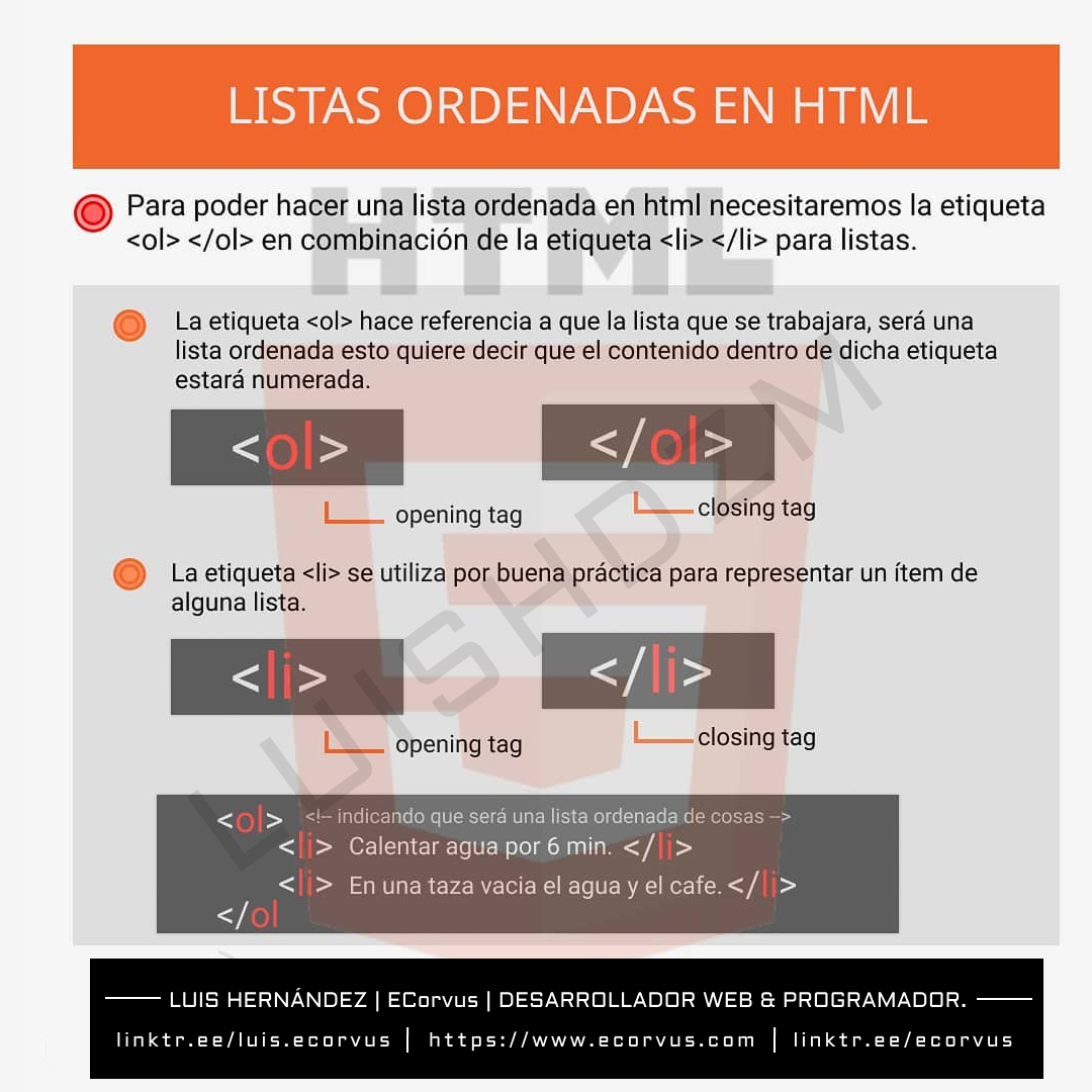 Lista ordenada en HTML5