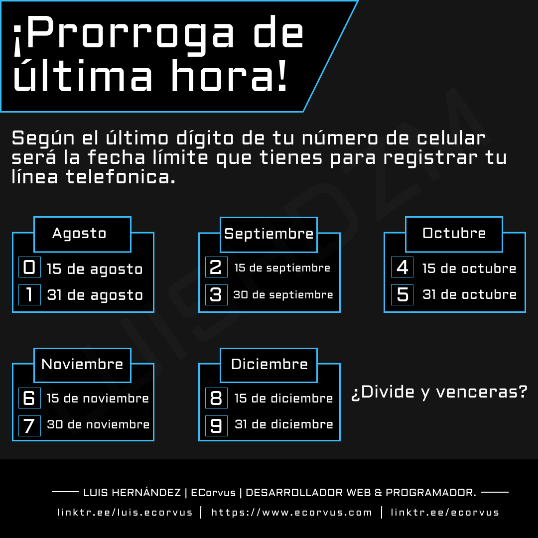 Nuevo calendario para registrar tu celular en México