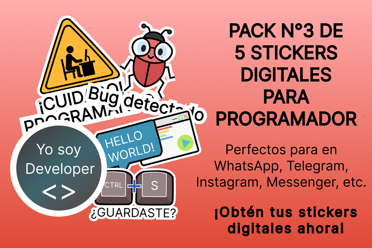 Pack N°3 de 5 stickers digitales