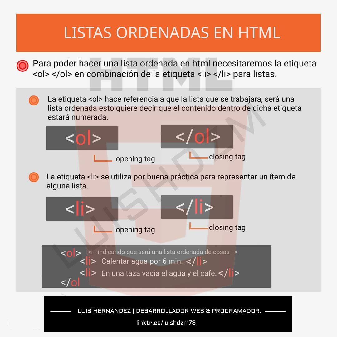 Lista ordenada en HTML5