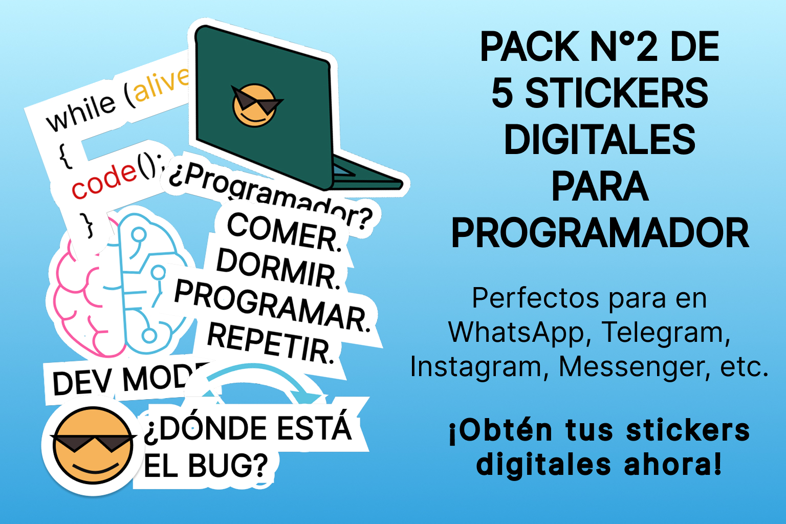 Pack N°2 de 5 Stickers Digitales