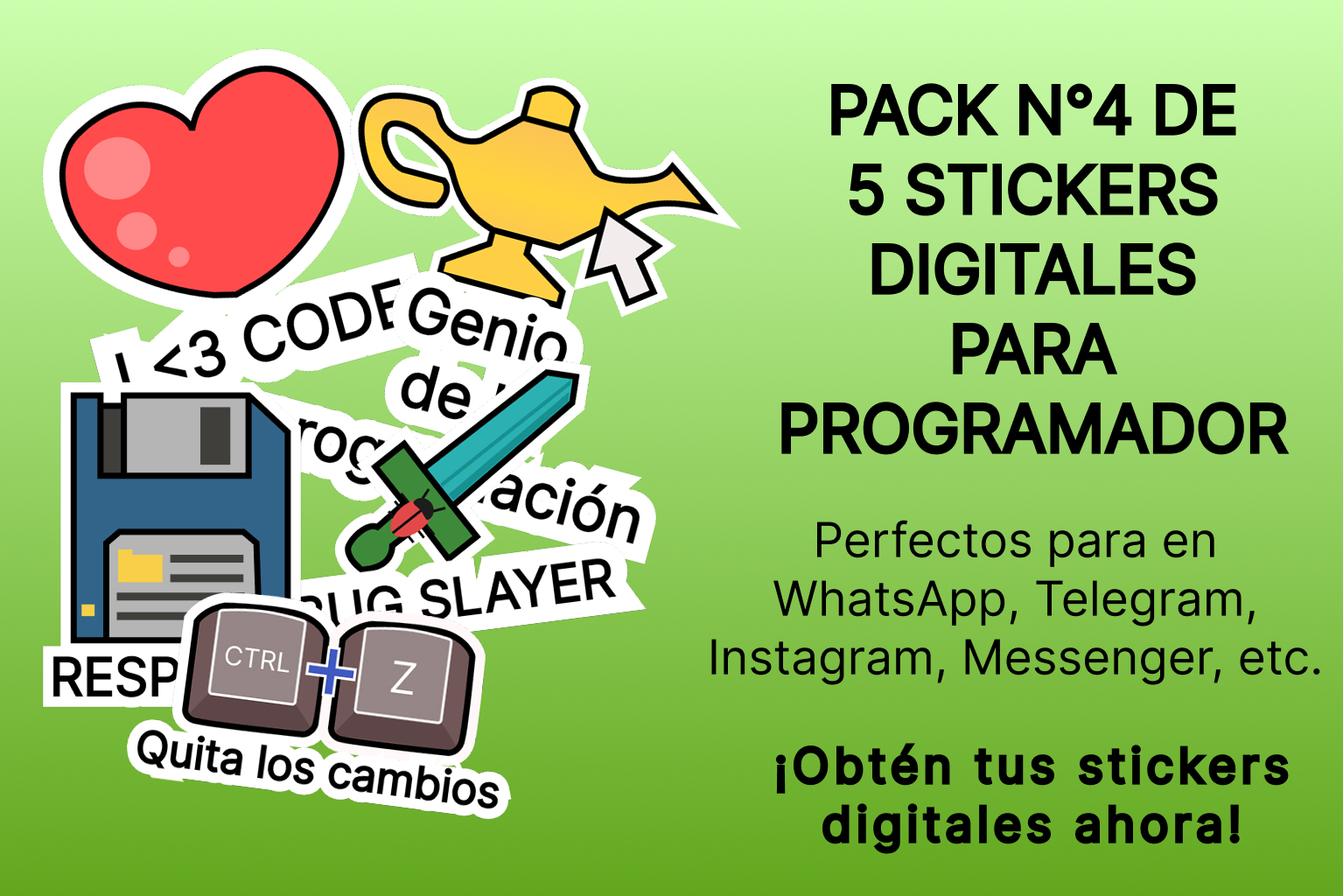Pack N°4 de 5 Stickers Digitales